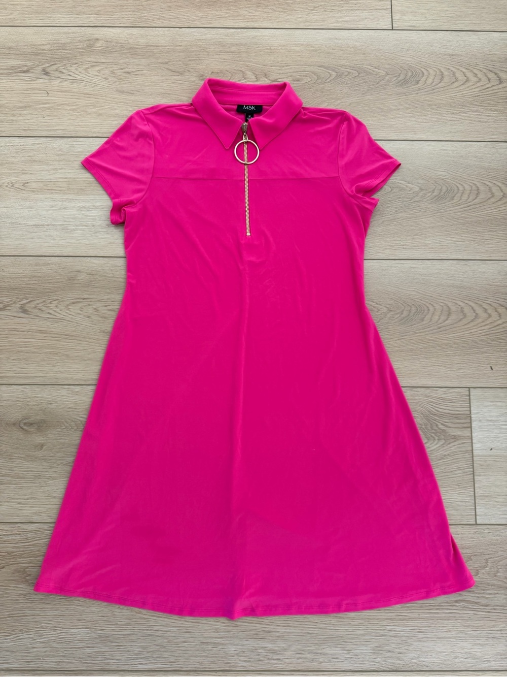 MSK  Zip-Front Short Sleeve Shift Dress